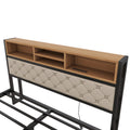 Metal Queen Size Platform Bed With 4 Drawers -