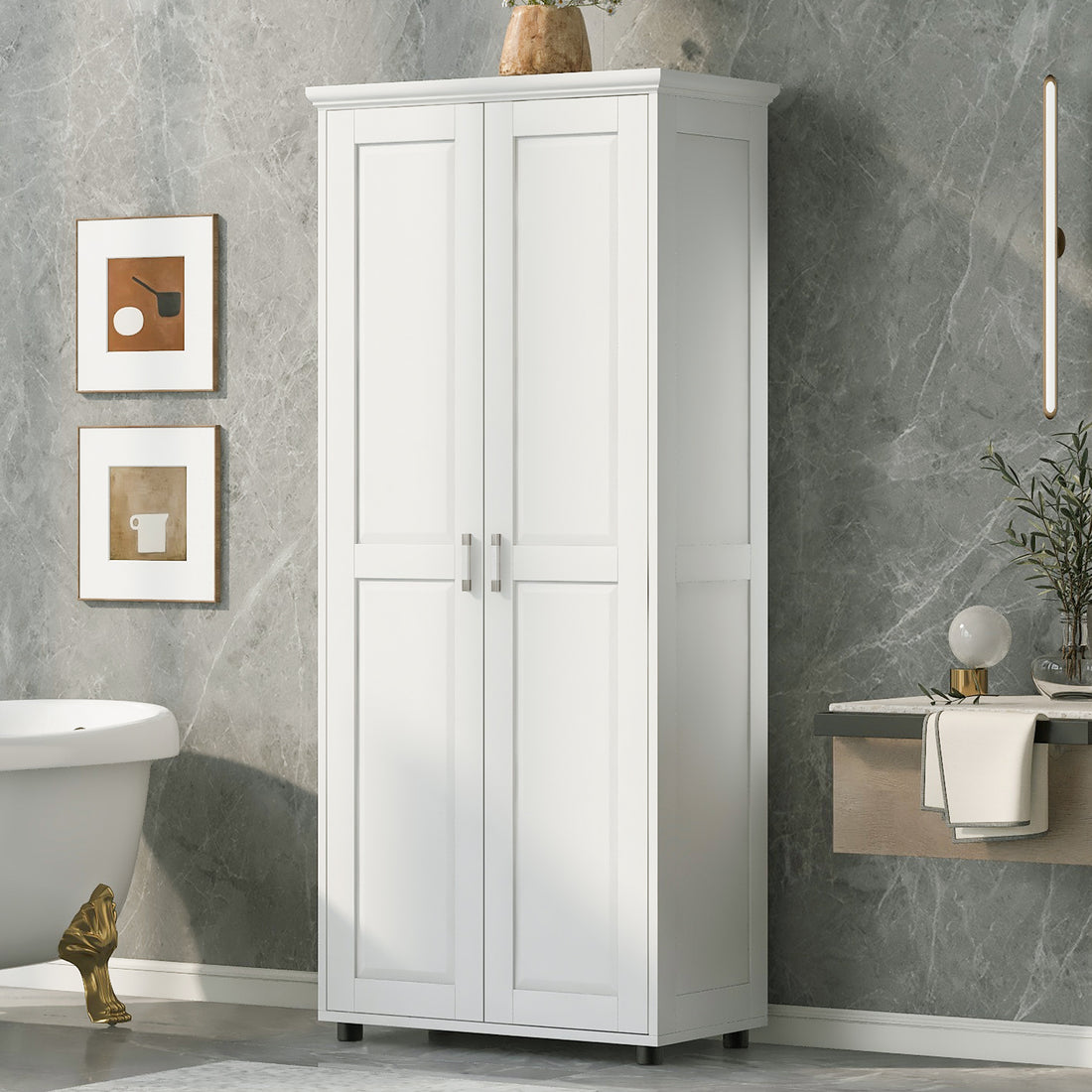 Storage Cabinet With Two Doors For Bathroom,