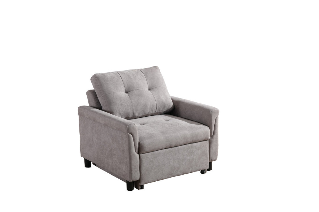 Hannah 35" Gray Woven Convertible Armchair