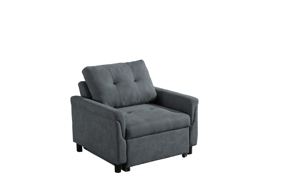 Hannah 35" Dark Gray Woven Convertible Armchair