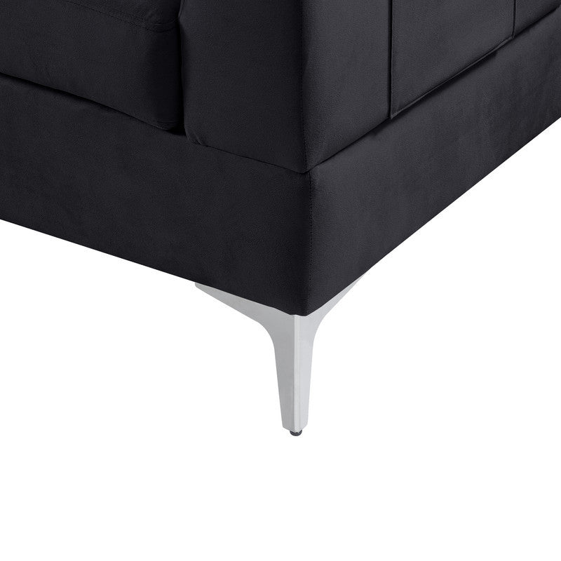 Chloe 85.5" Black Velvet Sectional Sofa Chaise