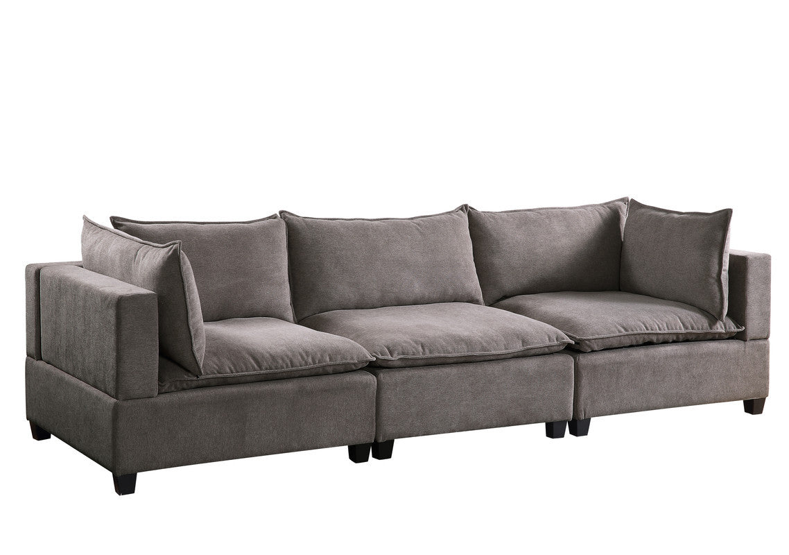 Madison 120.5" Light Gray Fabric Sofa Couch