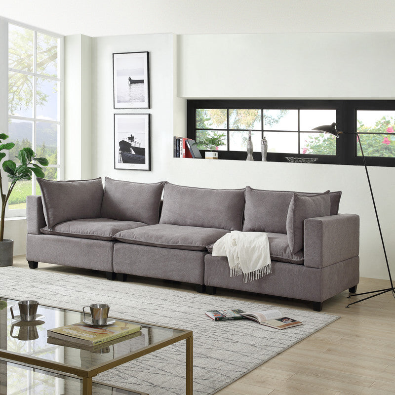 Madison 120.5" Light Gray Fabric Sofa Couch