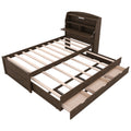 Twin Size Wooden Led Platform Bed With Trundle,