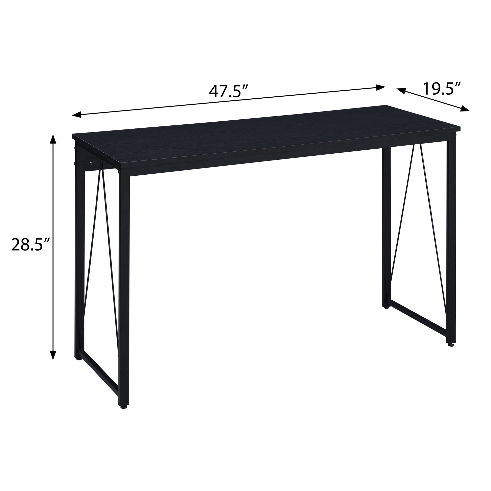 Black 47.5" Writing Desk With Metal Sled Base -