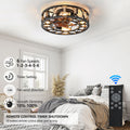 Caged Ceiling Fan With Lights Remote Control, Low