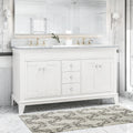 61'' Bathroom Vanity with Marble Top & Double Ceramic white-plywood