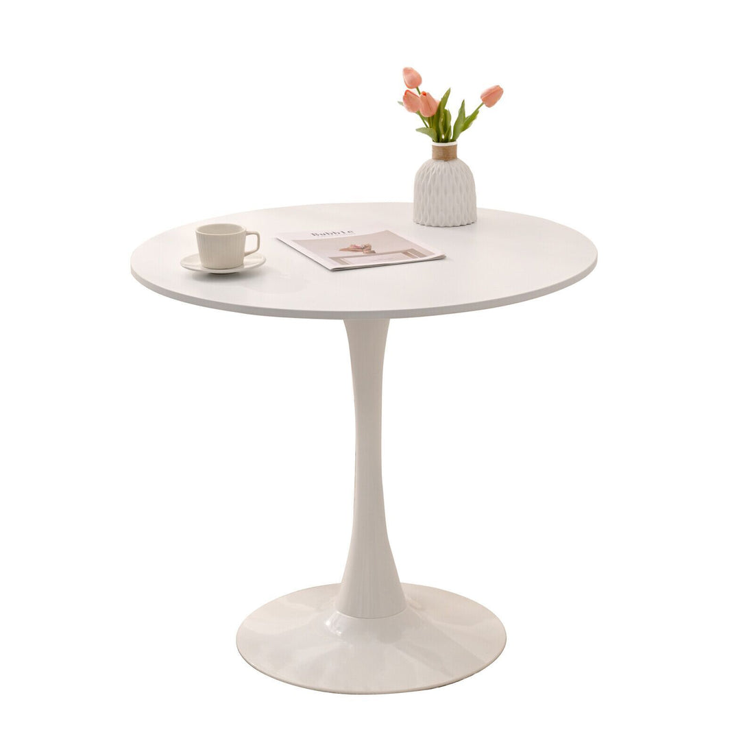 31.5" Round Dining Table, Mid Century White Tulip