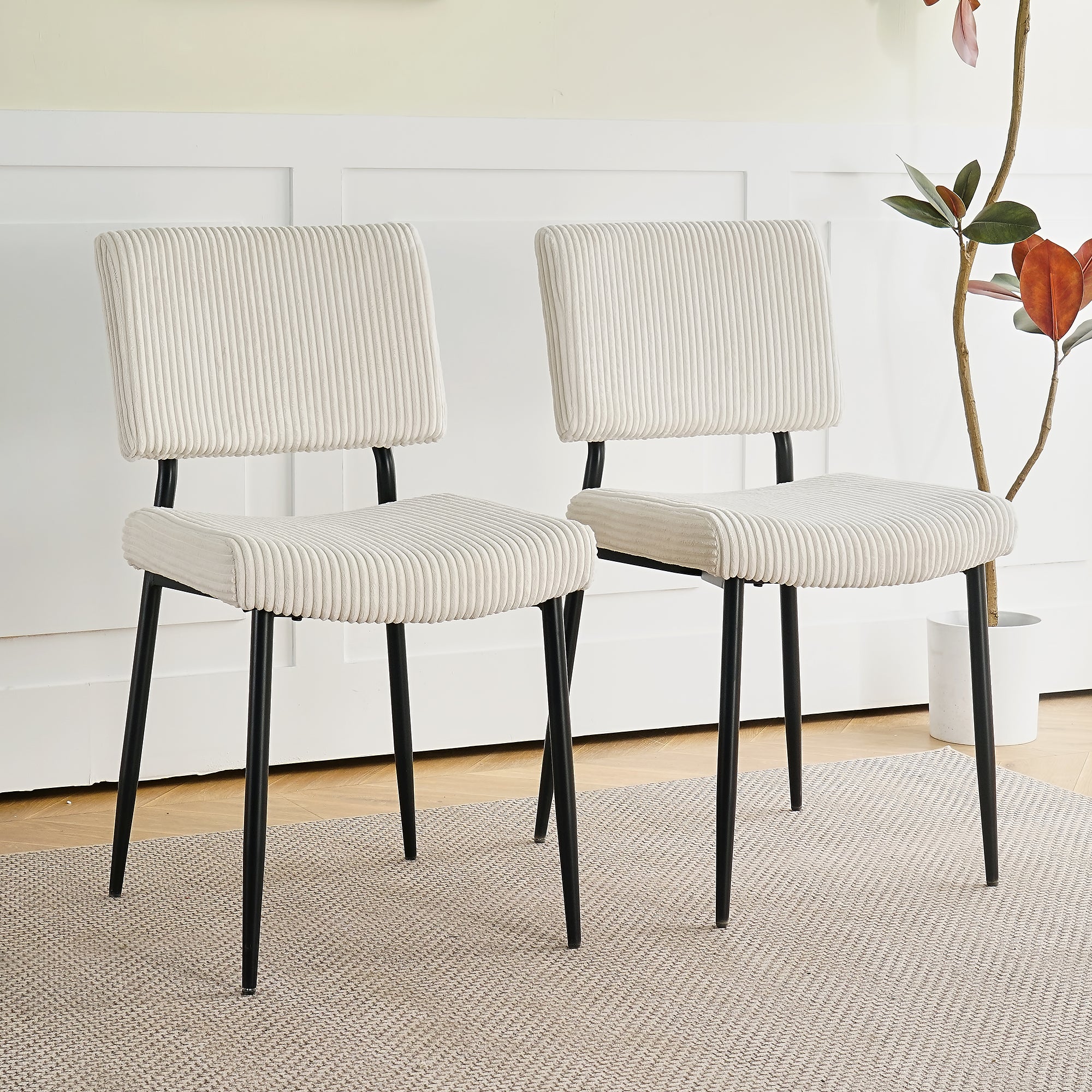 Modern Beige Simple Dining Chair Fabric