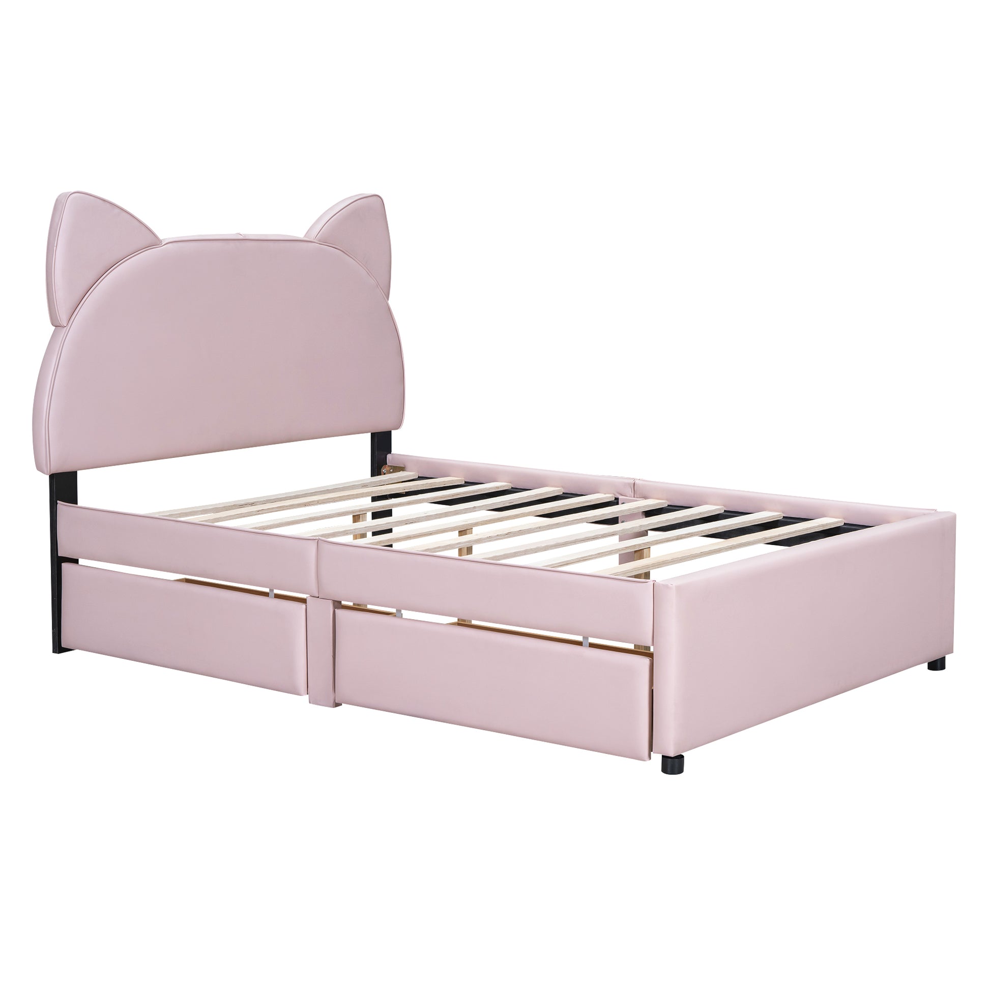 Full Size Upholstered Platform Bed with Cartoon Ears box spring not