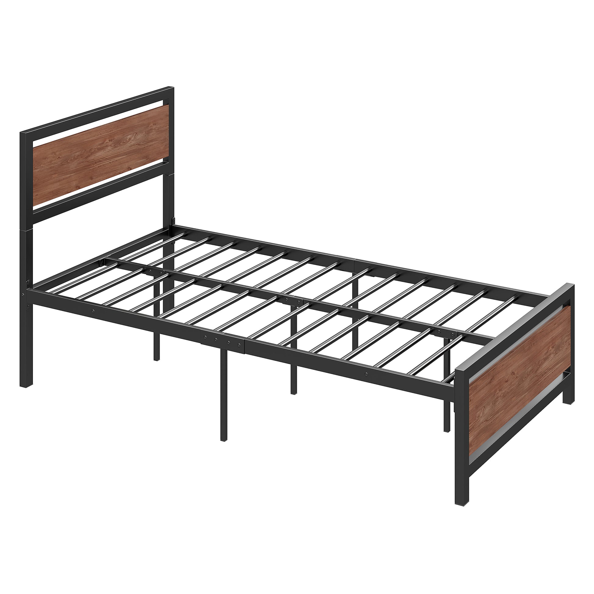 Twin Size Platform Bed, Metal And Wood Bed Frame