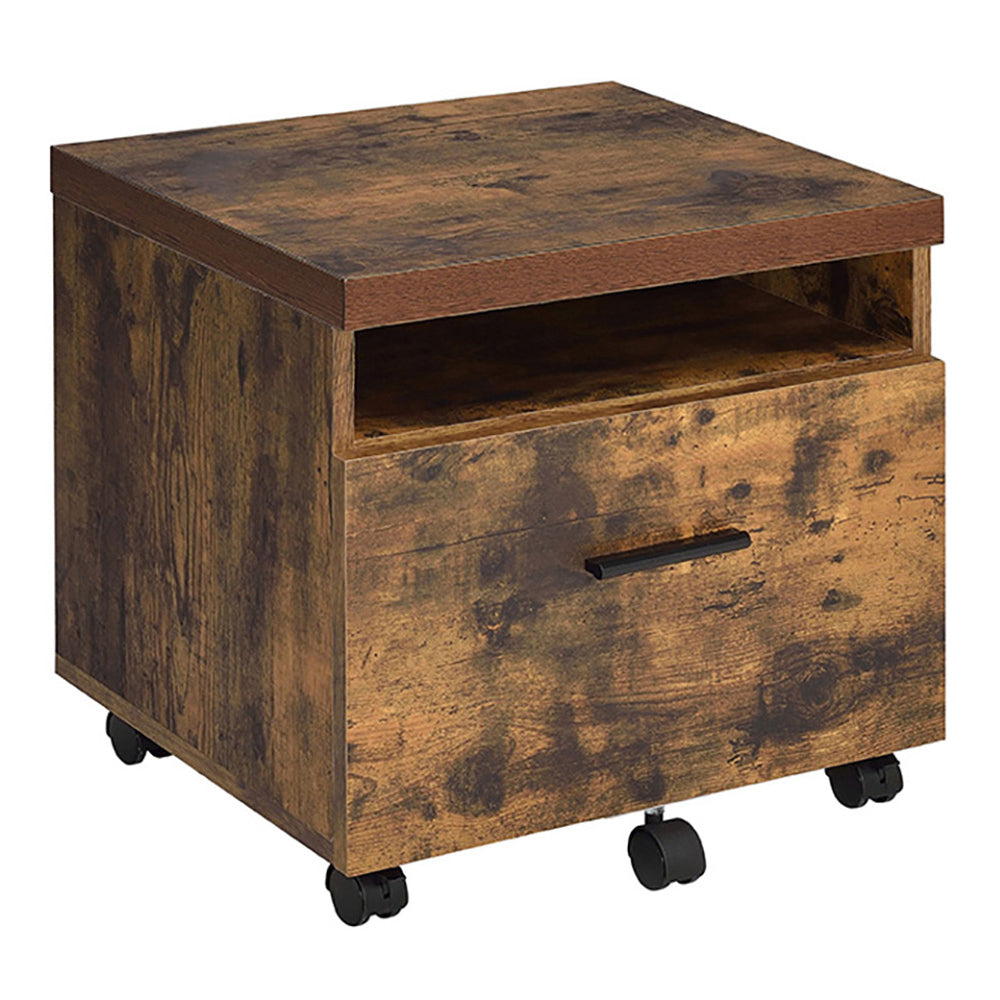 Weathered Oak And Black 1 Drawer File Cabinet -