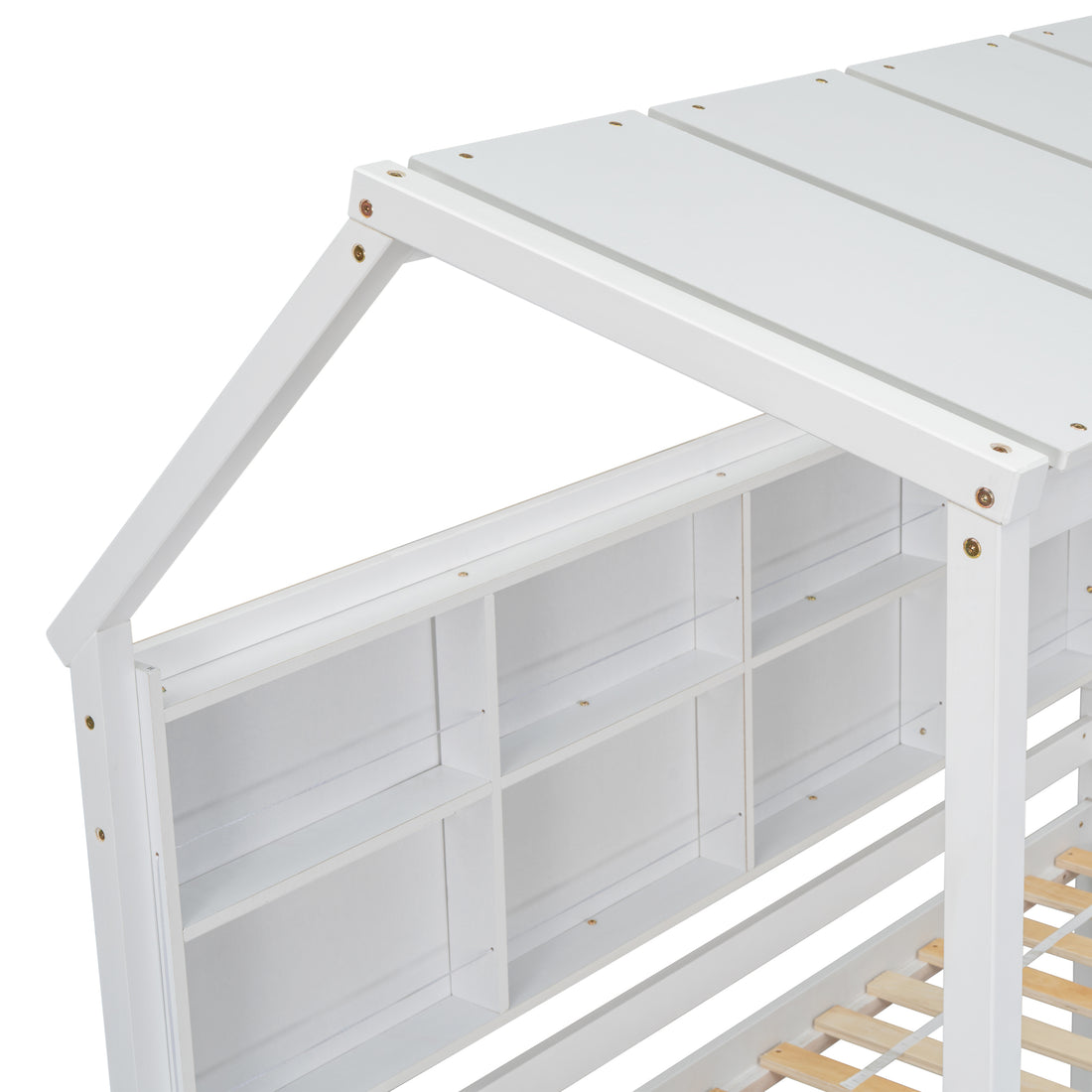 Twin House Loft Bed With Guardrails, Semi