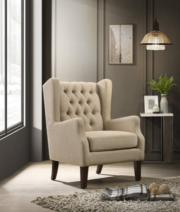 Irwin 29.5" Beige Linen Button Tufted Wingback