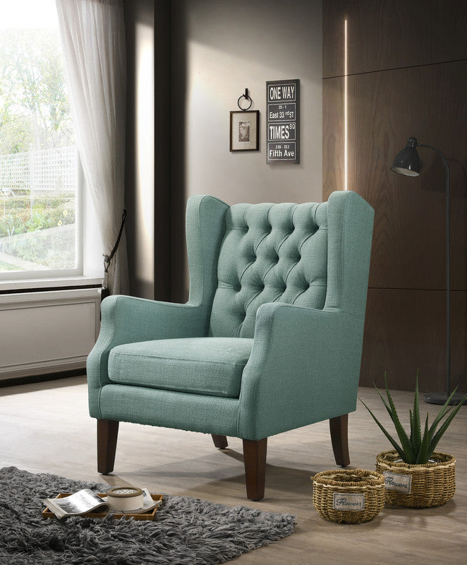 Irwin 29.5" Teal Linen Button Tufted Wingback