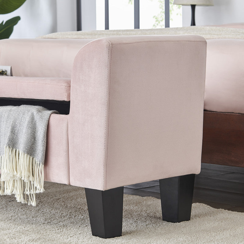 Mila 55" Pink Velvet Ottoman Bench with Storage