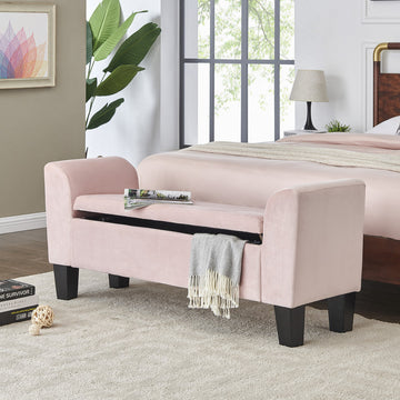 Mila 55" Pink Velvet Ottoman Bench with Storage