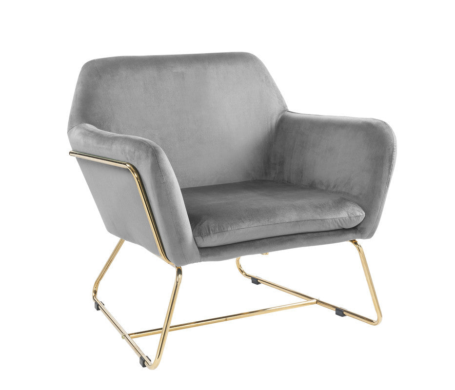 Keira 29.5" Gray Velvet Accent Chair with Metal