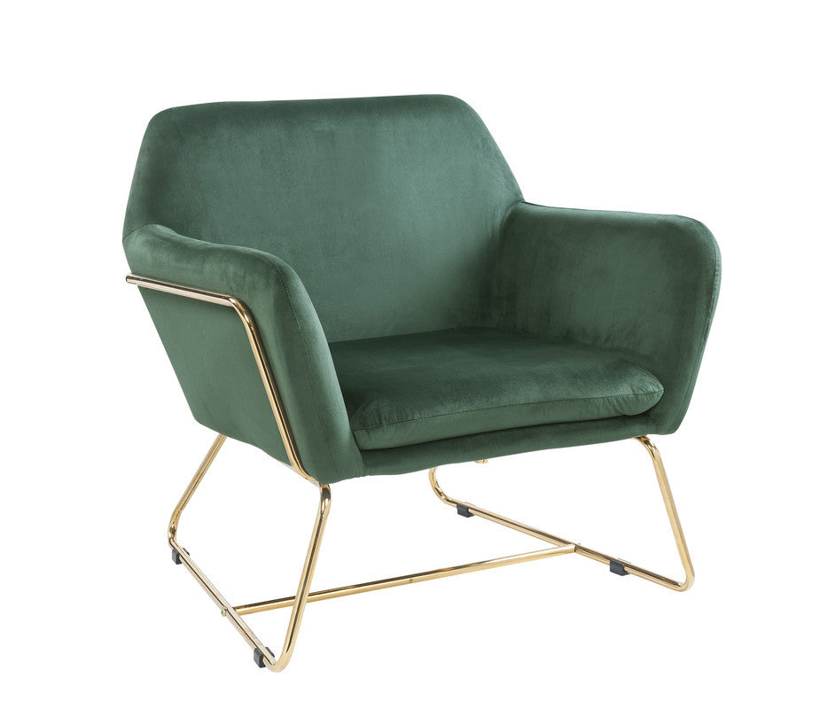 Keira 29.5" Green Velvet Accent Chair with Metal