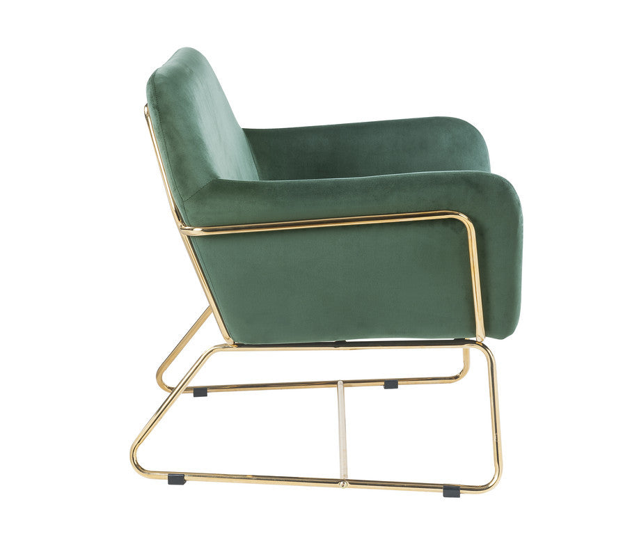 Keira 29.5" Green Velvet Accent Chair with Metal