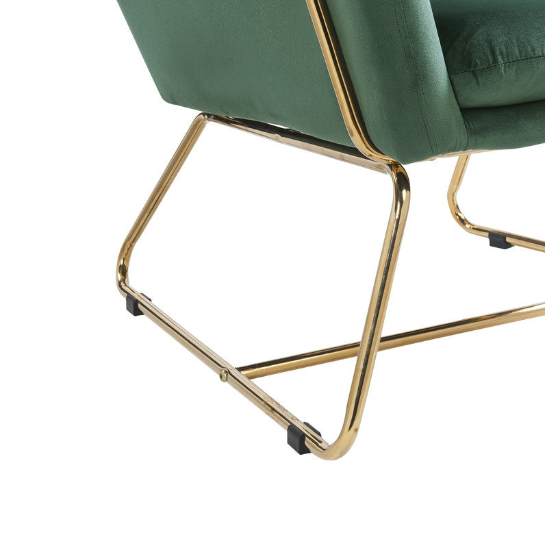 Keira 29.5" Green Velvet Accent Chair with Metal