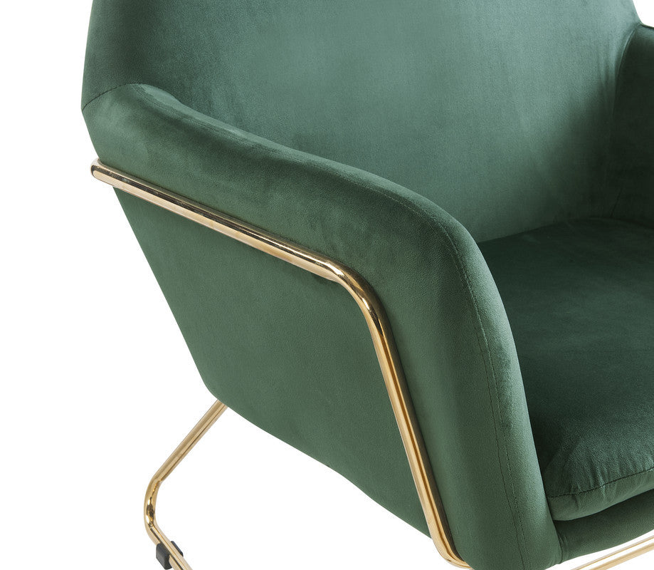 Keira 29.5" Green Velvet Accent Chair with Metal