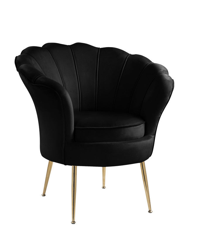 Angelina 34" Black Velvet Scalloped Back Barrel