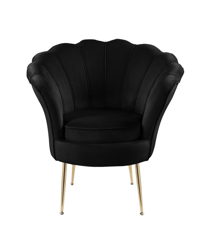 Angelina 34" Black Velvet Scalloped Back Barrel