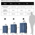 Hardside Luggage Sets 3 Pieces, Expandable Luggages blue-abs