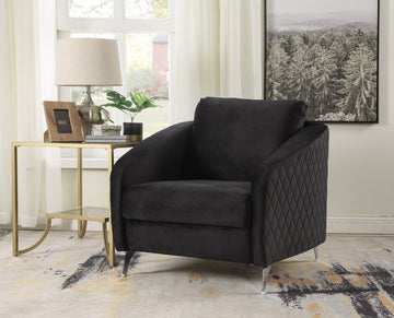 Sofia 36" Black Velvet Modern Chic Accent