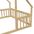 Full Wood House Shaped Floor Bed With Fence -