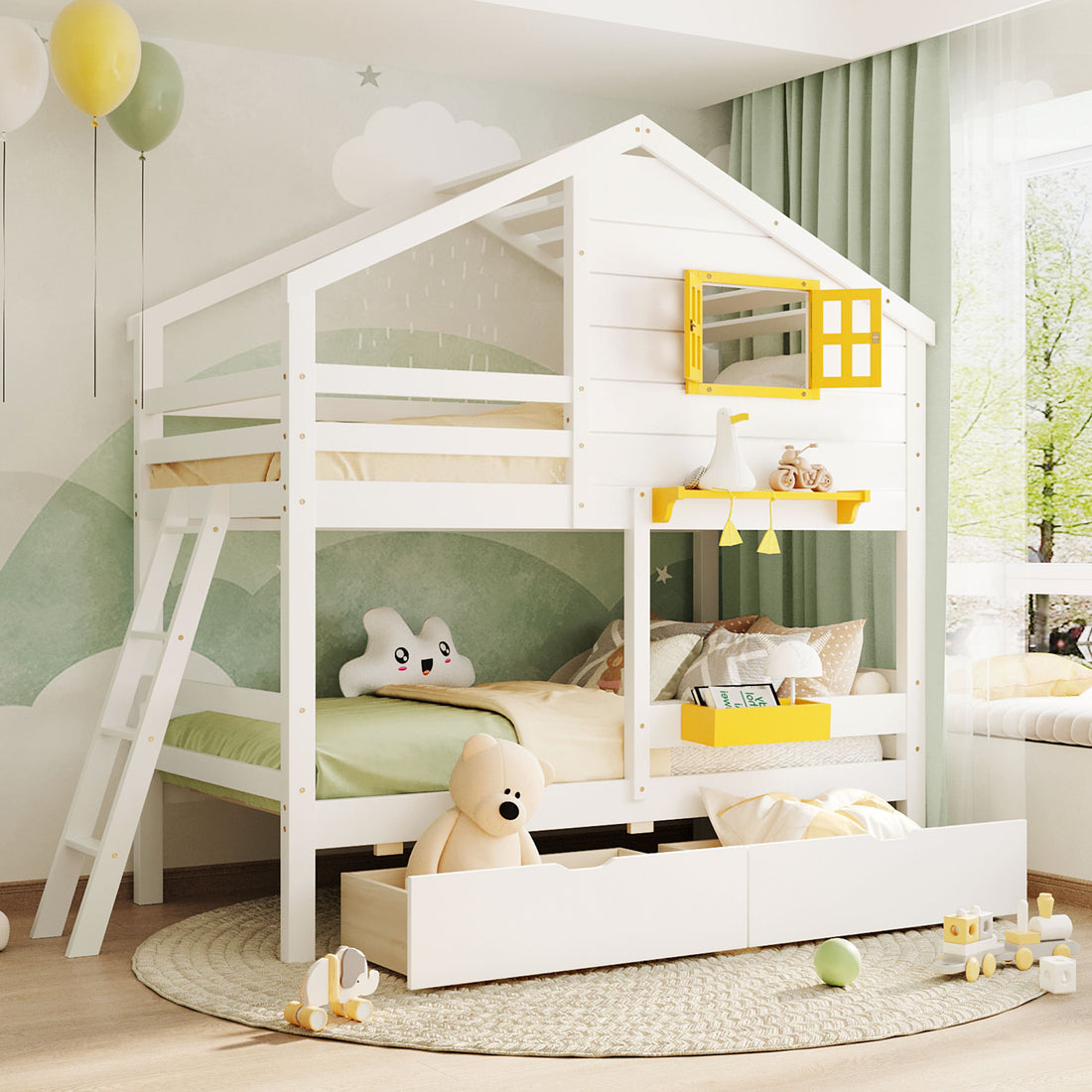 Twin Over Twin Bunk Bed With 2 Drawers, 1 Storage