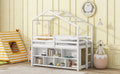 Twin House Loft Bed With Roof Frame, Under Bed -