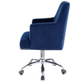 Blue And Chrome Swivel Office Chair With