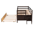 Low Loft Bed Twin Size With Full Safety Fence -