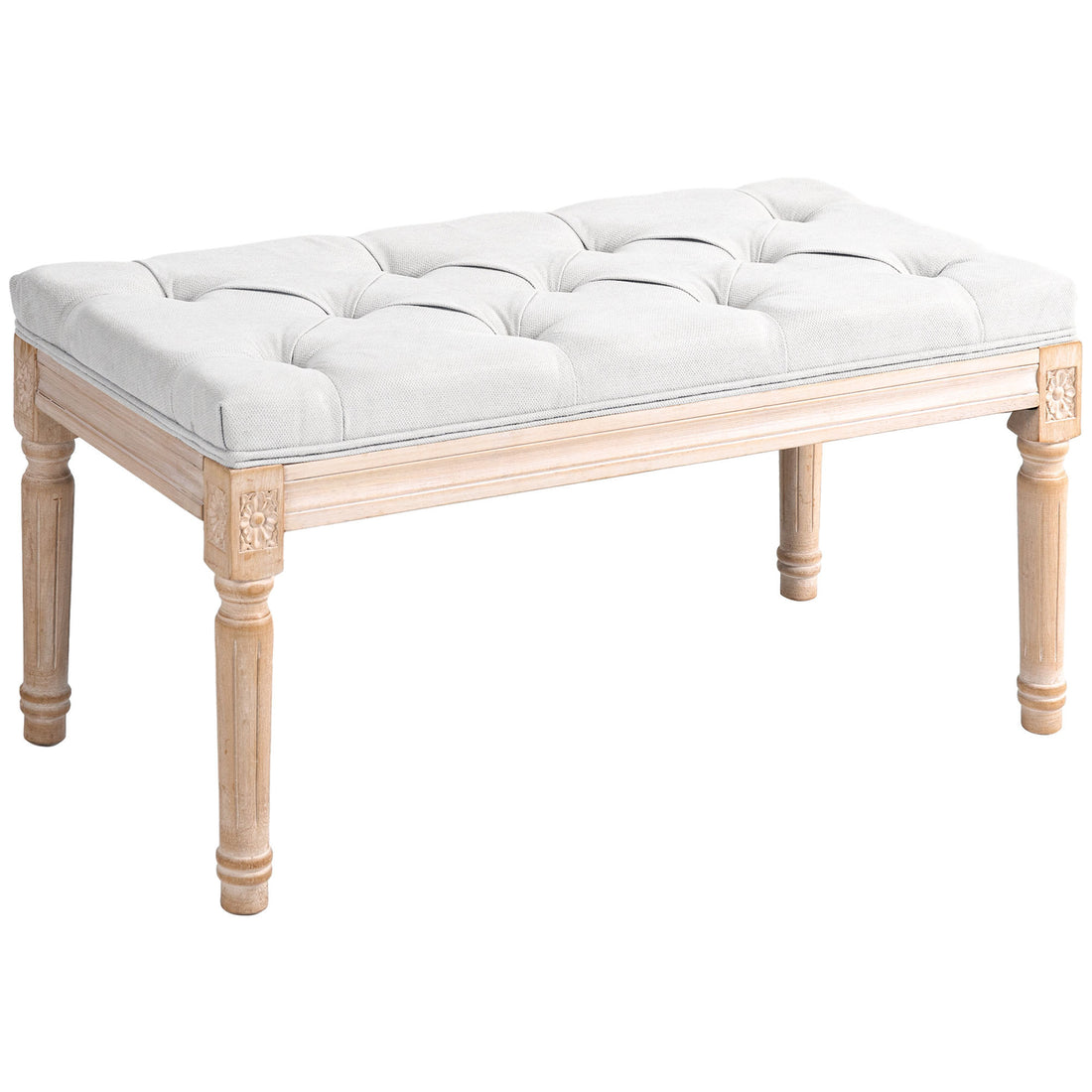 HOMCOM 32" End of Bed Bench, Upholstered Bedroom cream white-polyester