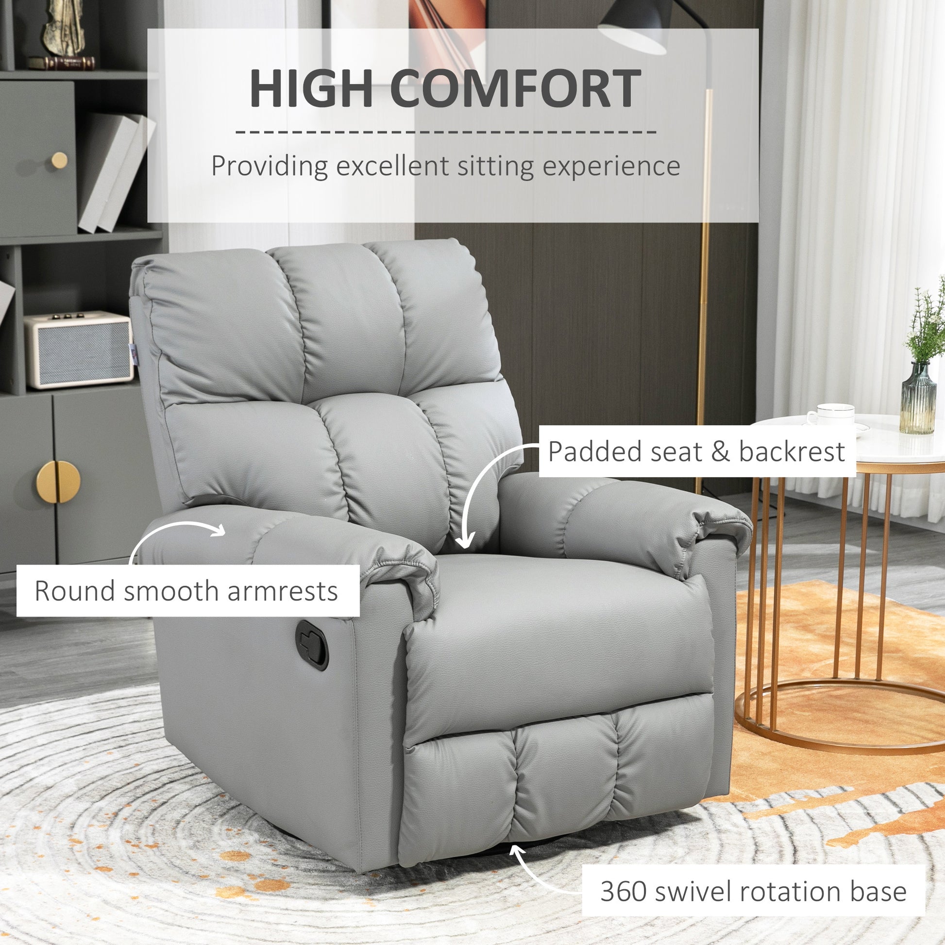 Homcom Rocker Recliner Chair With Overstuffed