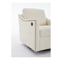 Cream White Fabric Swivel Rotating Accent Chair