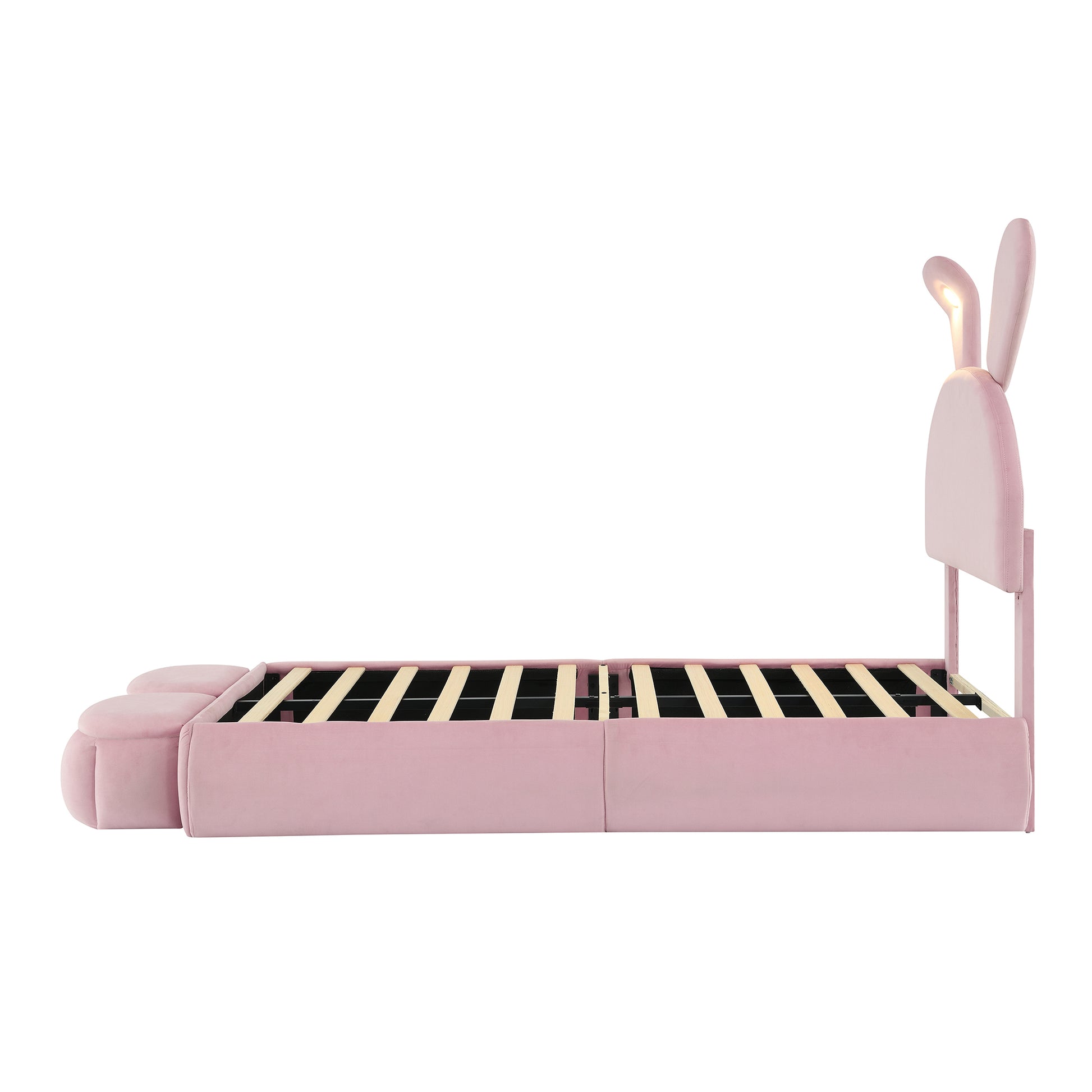 Twin Size Upholstered Platform Bed With Cartoon