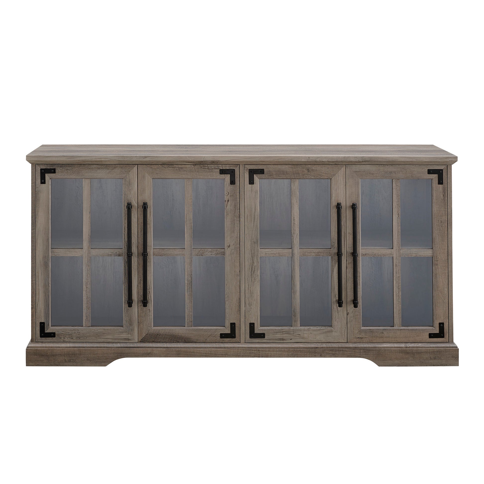 Modern Farmhouse Windowpane Glass Door Tv Stand