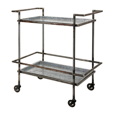 30.7X17.1X34.6" Percy Galvanized Metal Bar Cart