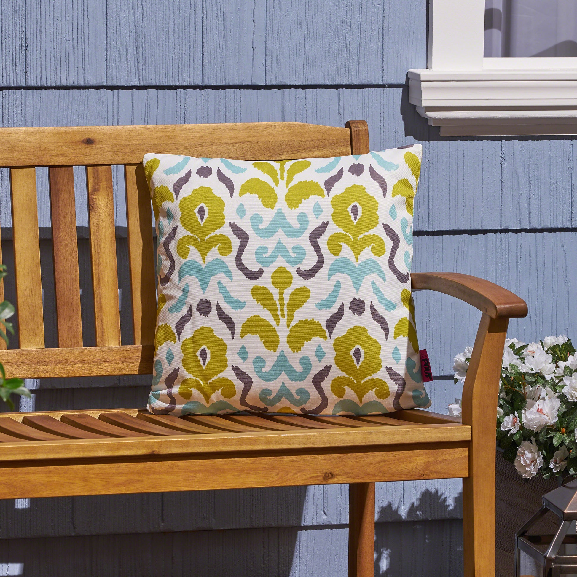 Yellow Flower Outdoor Square Pillow - Multi