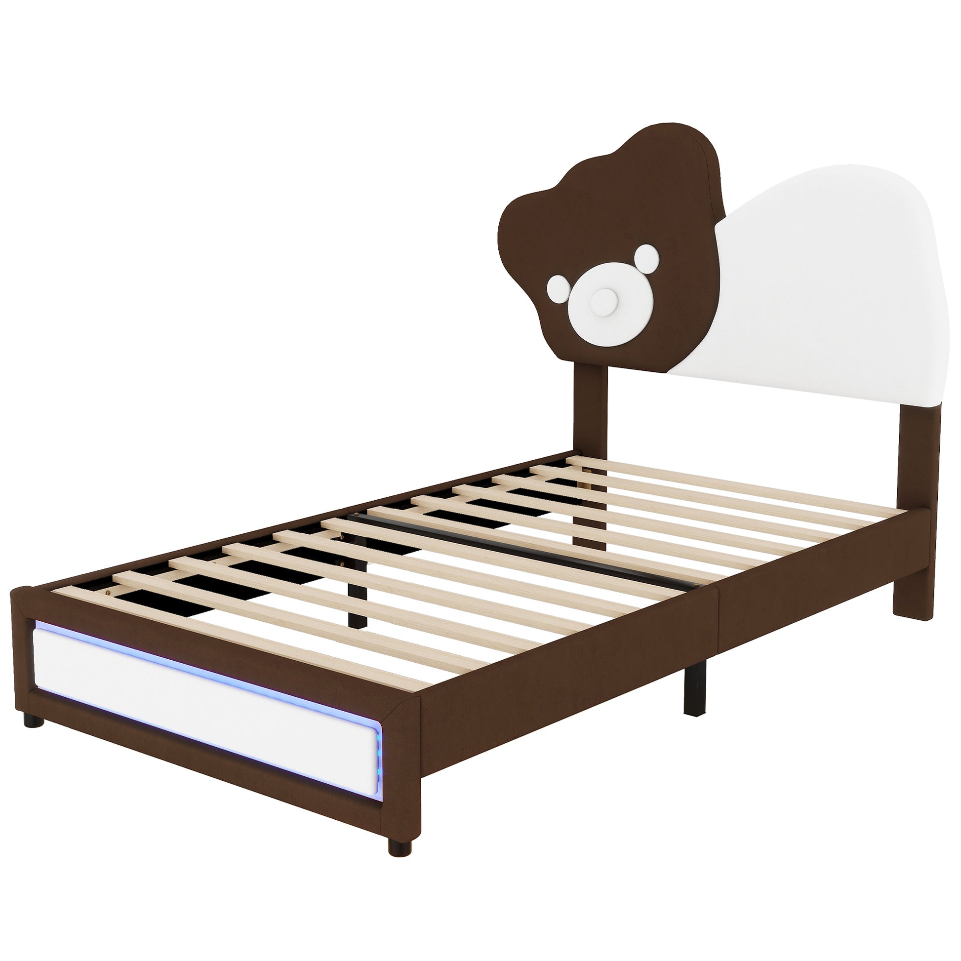 Full Size Upholstered Platform Bed With Bear