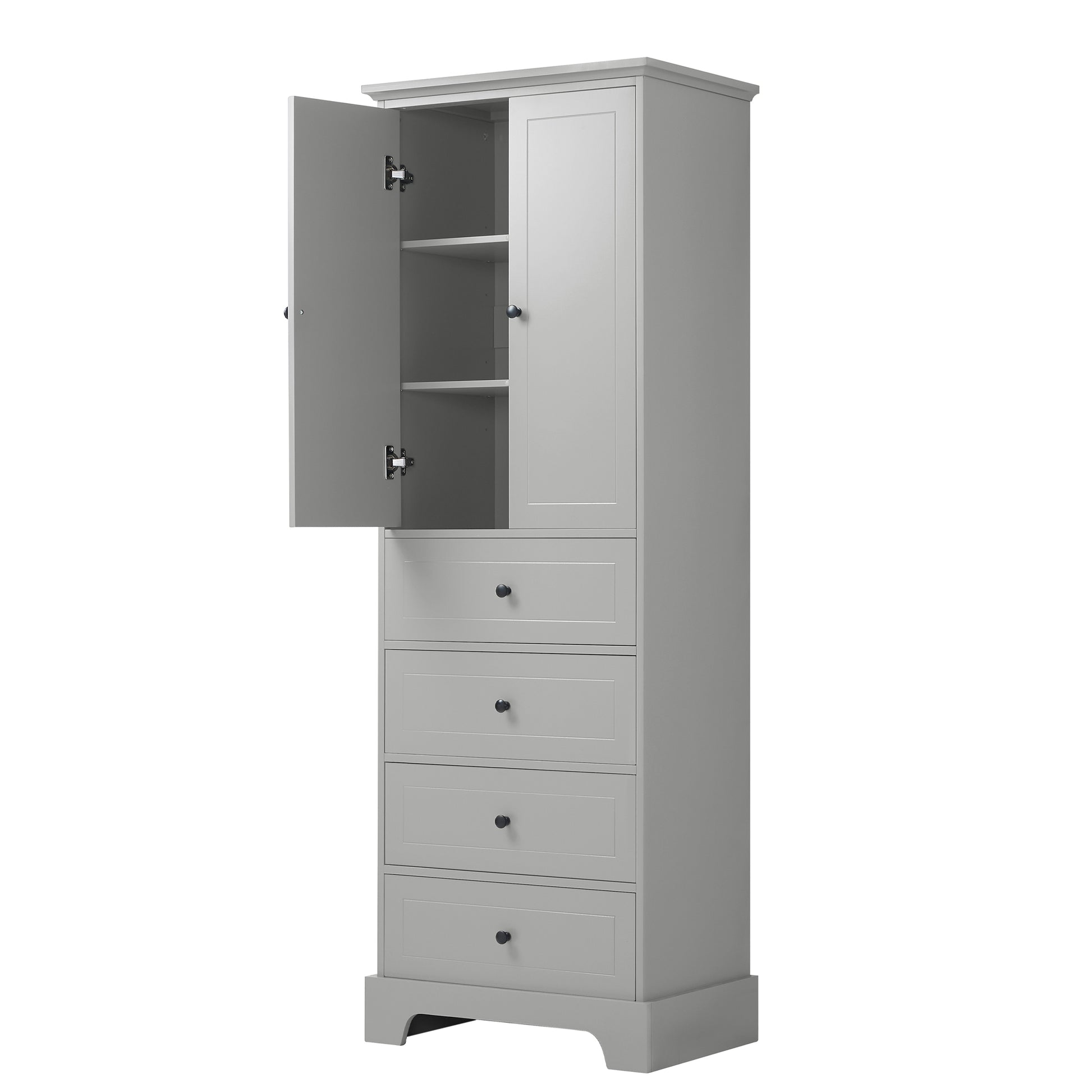 Storage Cabinet with 2 Doors and 4 Drawers for grey-mdf