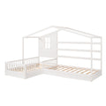 Wood House Bed Twin Size, 2 Twin Solid Bed L