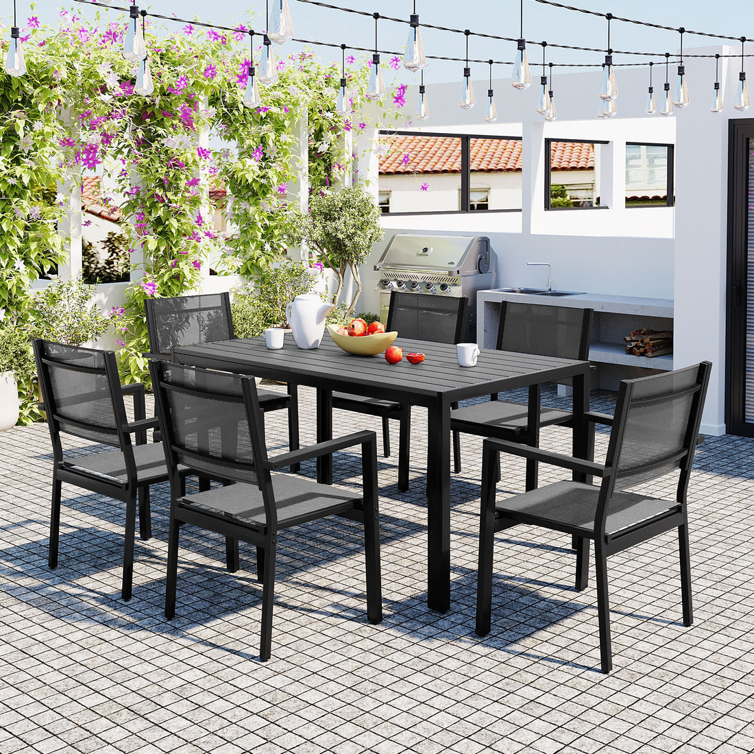 High Quality Steel Outdoor Table And Chair - Gray