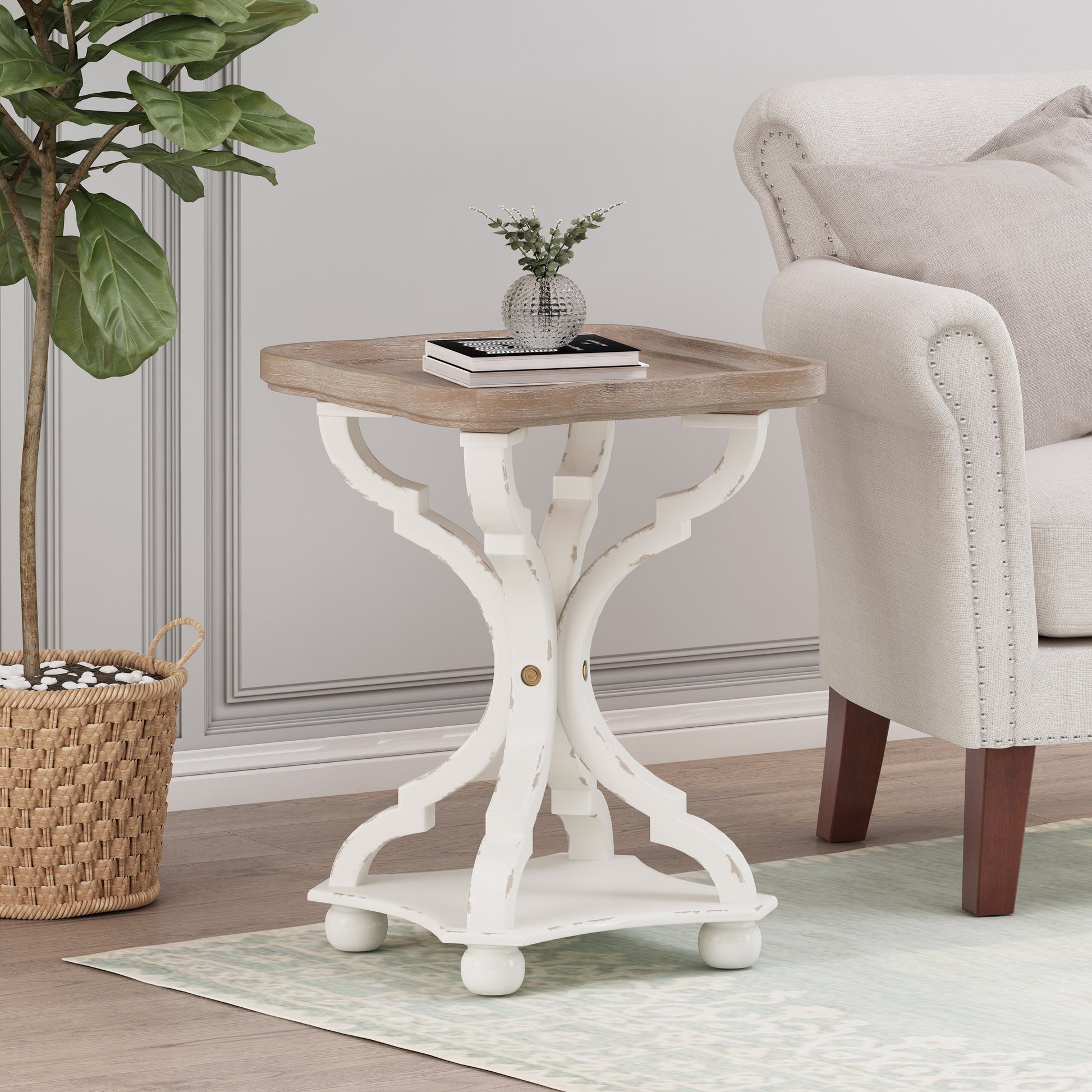 ACCENT TABLE natural+white-mdf