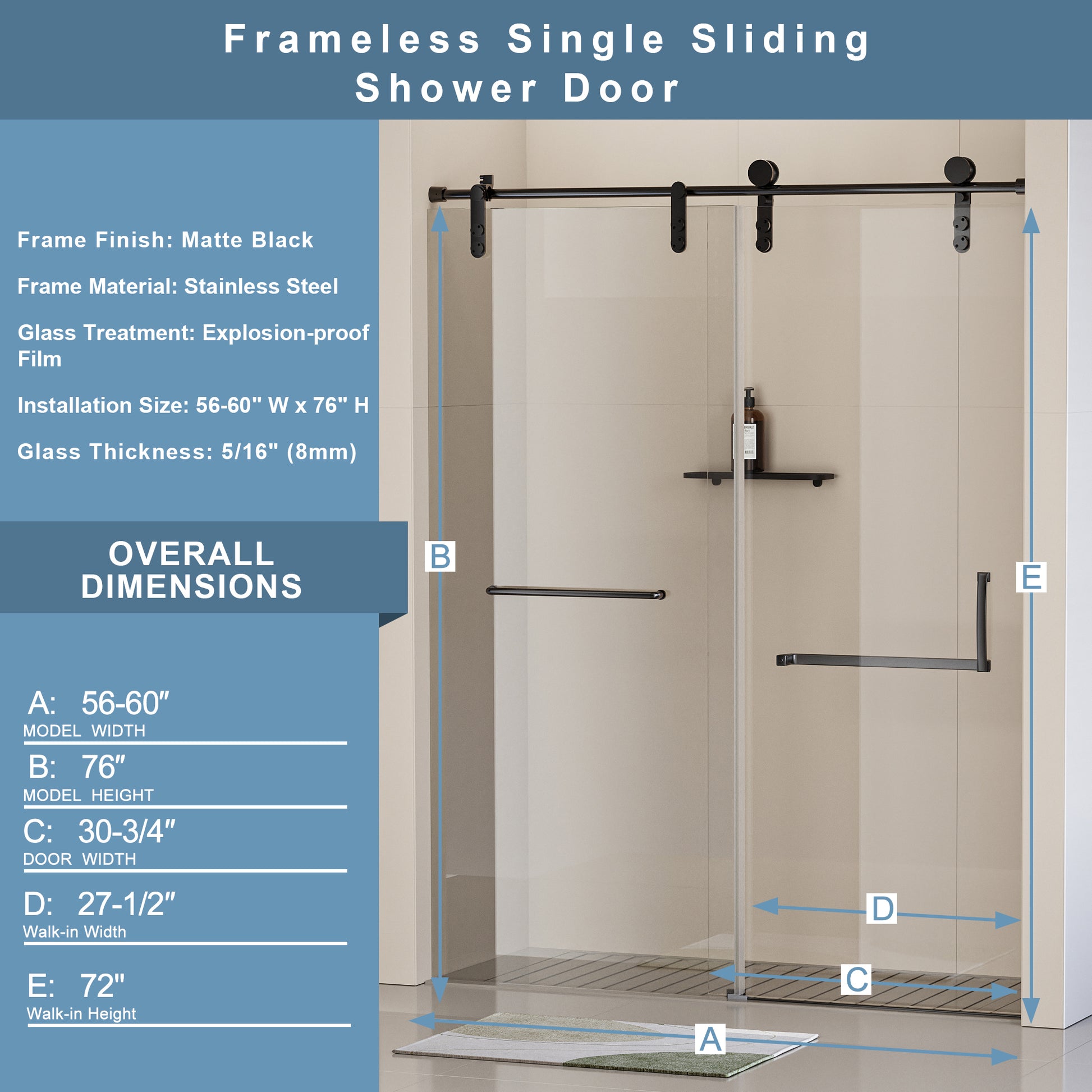 5 16" 8Mm Clear Tempered Glass With Explosion