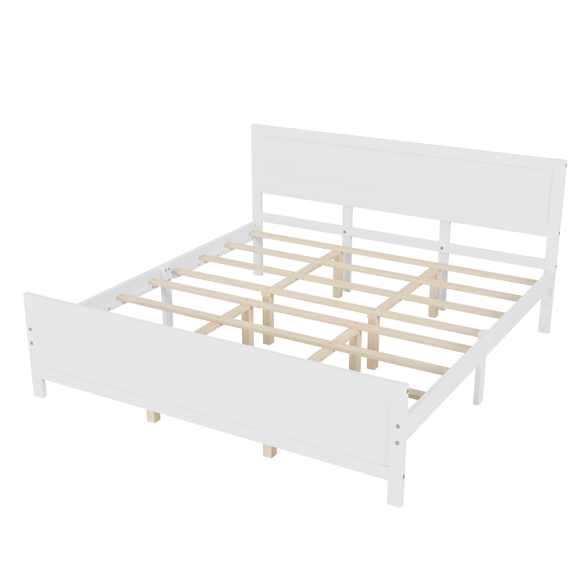 Wood Platform Bed Frame With Headboard, Mattress