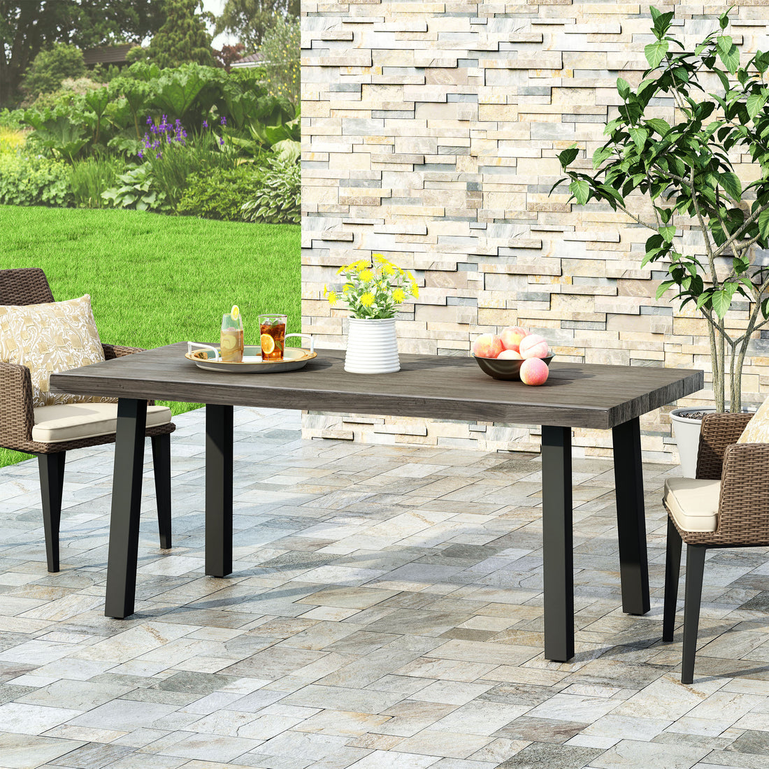 Outdoor Modern Industrial Aluminum Dining Table,